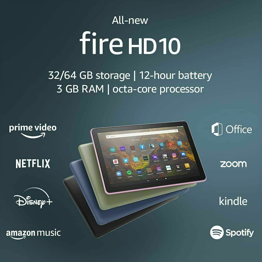 2021 AMAZON FIRE HD10 WiFi TABLET 10.1" 32Gb 1080p 11th Gen Full HD